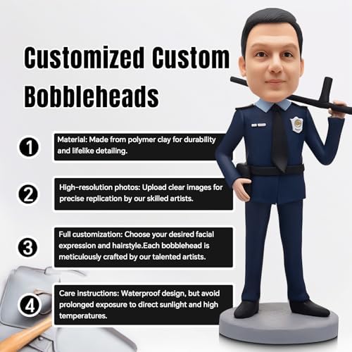Customized Police Officer Bobblehead - Personalized Desk Decor