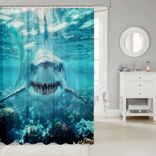 Shark Shower Curtain Set with Hooks