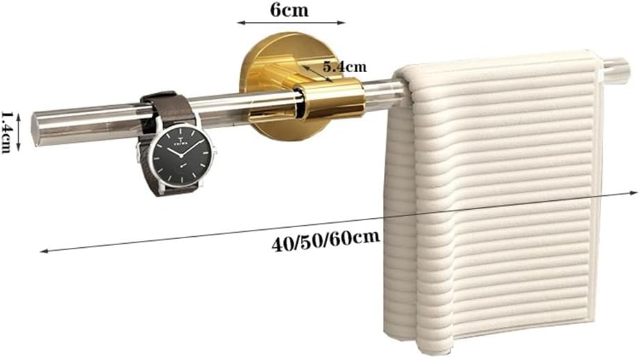 Modern Luxury Towel Rack with Single Round Base No Drilling 50cm Gold