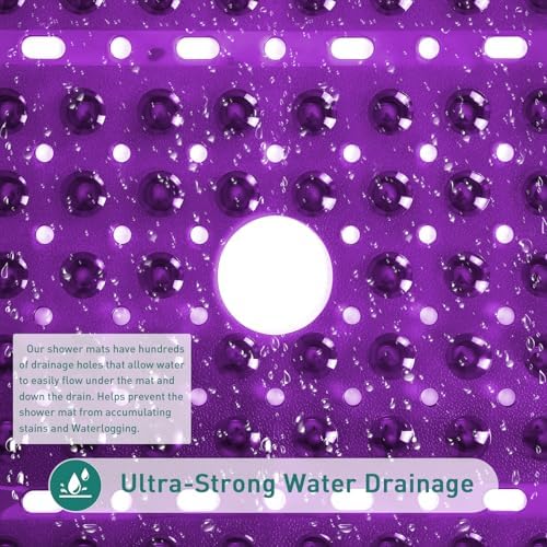 Naoloture Large Purple Square Non-Slip Shower Mat 27x27 Inch