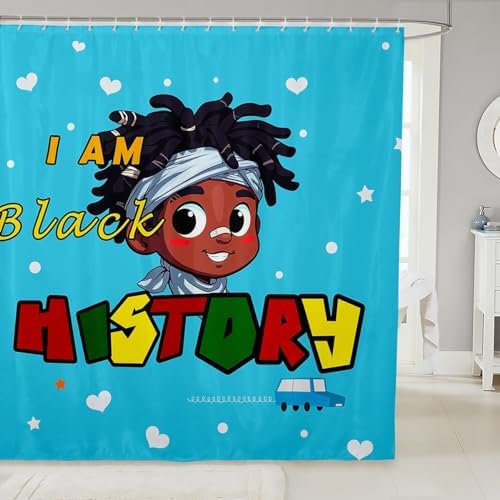 Black Boy Shower Curtain Set for Kids Teens