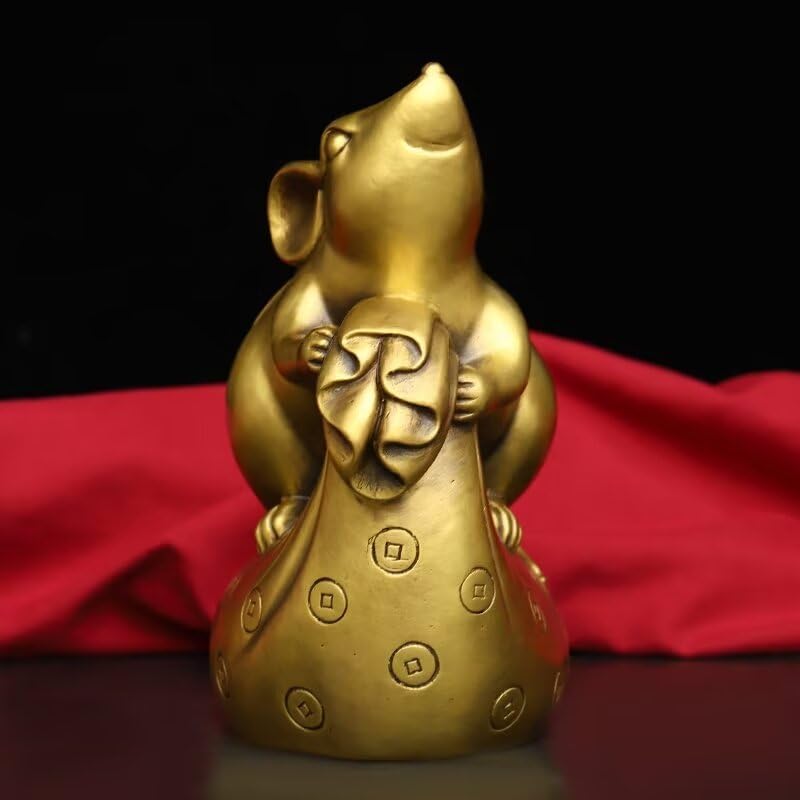 Brass Zodiac Rat Feng Shui Statue Home Decor