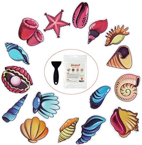 Secopad Non-Slip Bathtub Stickers 16 PCS Sea Shell Decal Treads