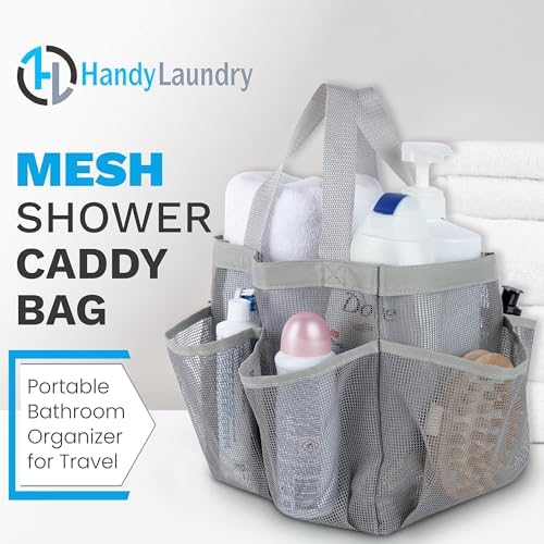 Handy Laundry Mesh Shower Caddy Bag - 7 Pockets Grey
