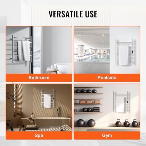 VEVOR 6 Bars Towel Warmer Rack with Timer
