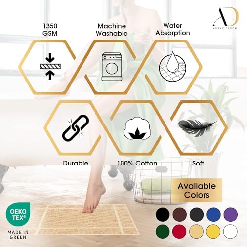 Ample Decor Cotton Bath Mat - 34x20 Inches Purple