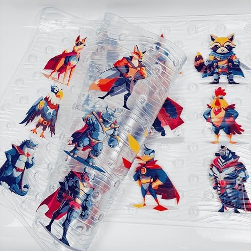 AZONEIN Non-Slip Bath Mat for Toddlers with Cartoon Design
