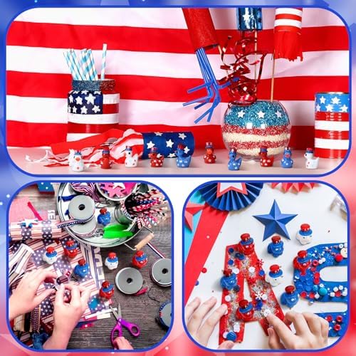 50 Pcs Mini Resin Frogs Patriotic Decor