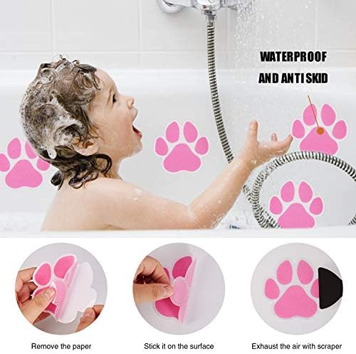 Non-Slip Bathtub Stickers with Scraper Pink