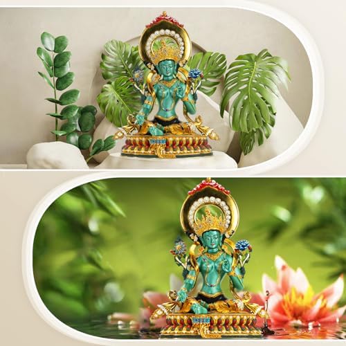 AksharaPadma Green Tara Buddha Statue 551 Inch