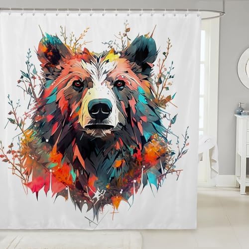 Erosebridal Bear Shower Curtain Set - 3D Wildlife 72x72