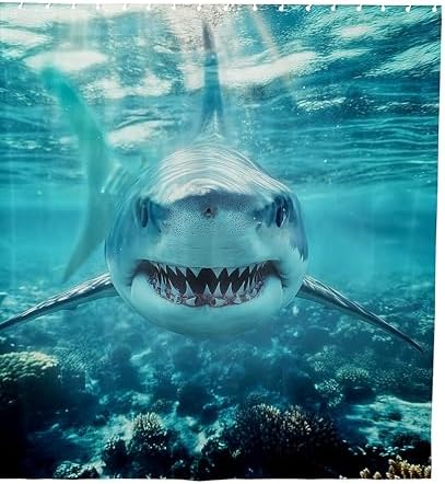 Shark Shower Curtain Set with Hooks