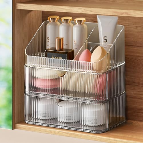 MEAJIO Medicine Cabinet Organizer with 2 Drawers and 1 Tray