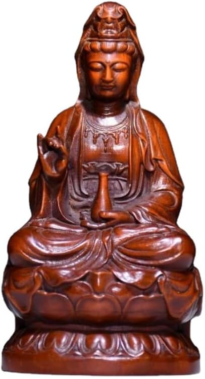 Handcrafted Boxwood Guanyin Kwan Yin Statue Decor