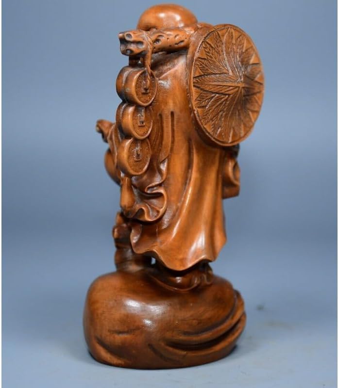 Handcrafted Boxwood Maitreya Buddha Statue for Home Decor