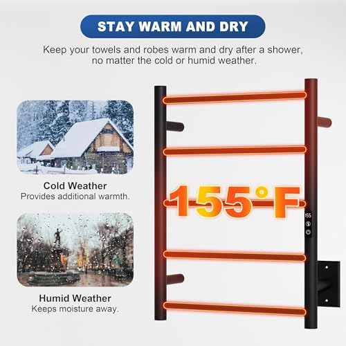 Statappy Heated Towel Rack with 24hr Timer and 5 Temp Settings