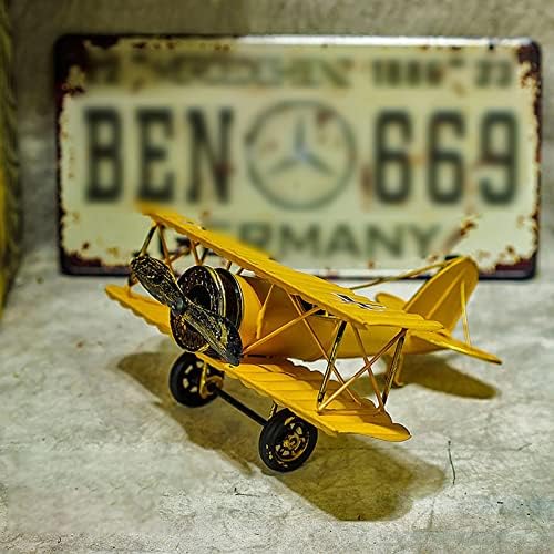 Nudsfuii Metal Mini Retro Biplane Statue