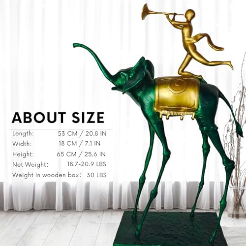 Green Bronze Elephant Sculpture - 256 Tall Art Decor