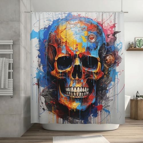 Mysterious Skull Art Shower Curtain Set with 12 Hooks