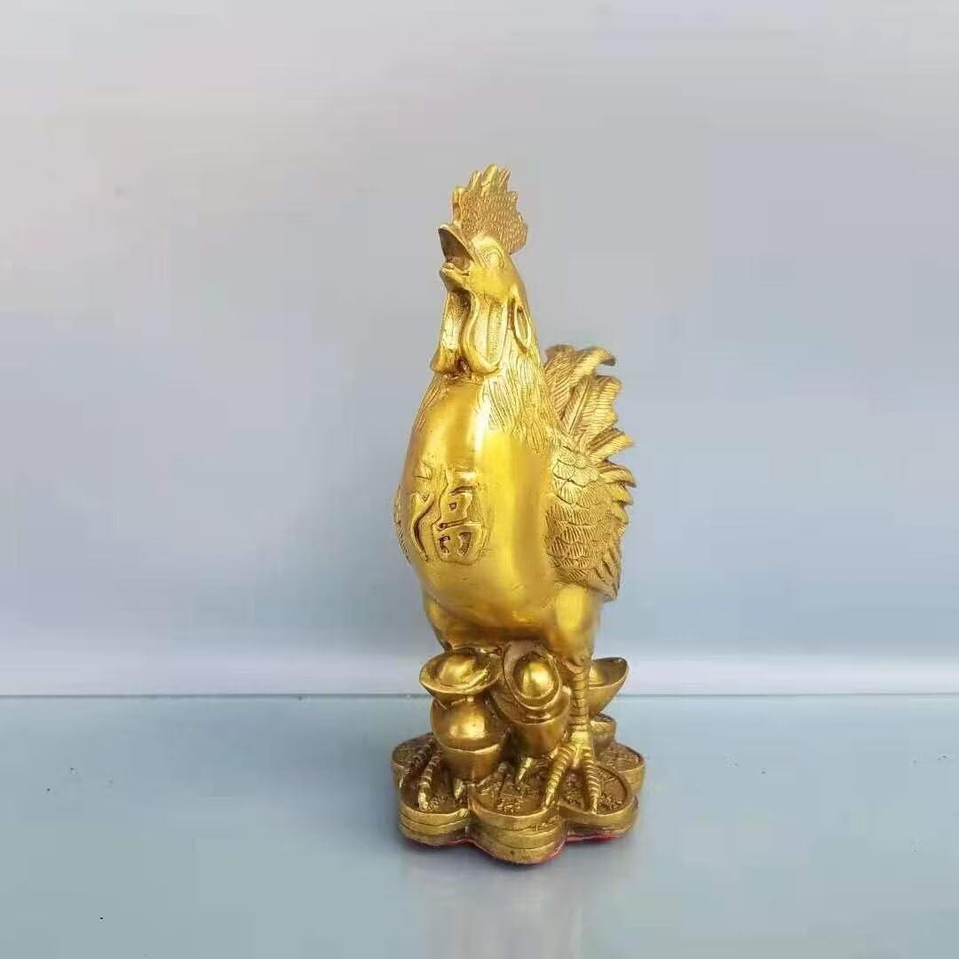 Julrybox Copper Chicken Zodiac Statue Decor