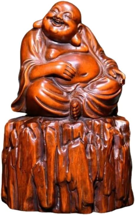 LimpaC Collection Boxwood Tree Stool Maitreya Buddha Statue