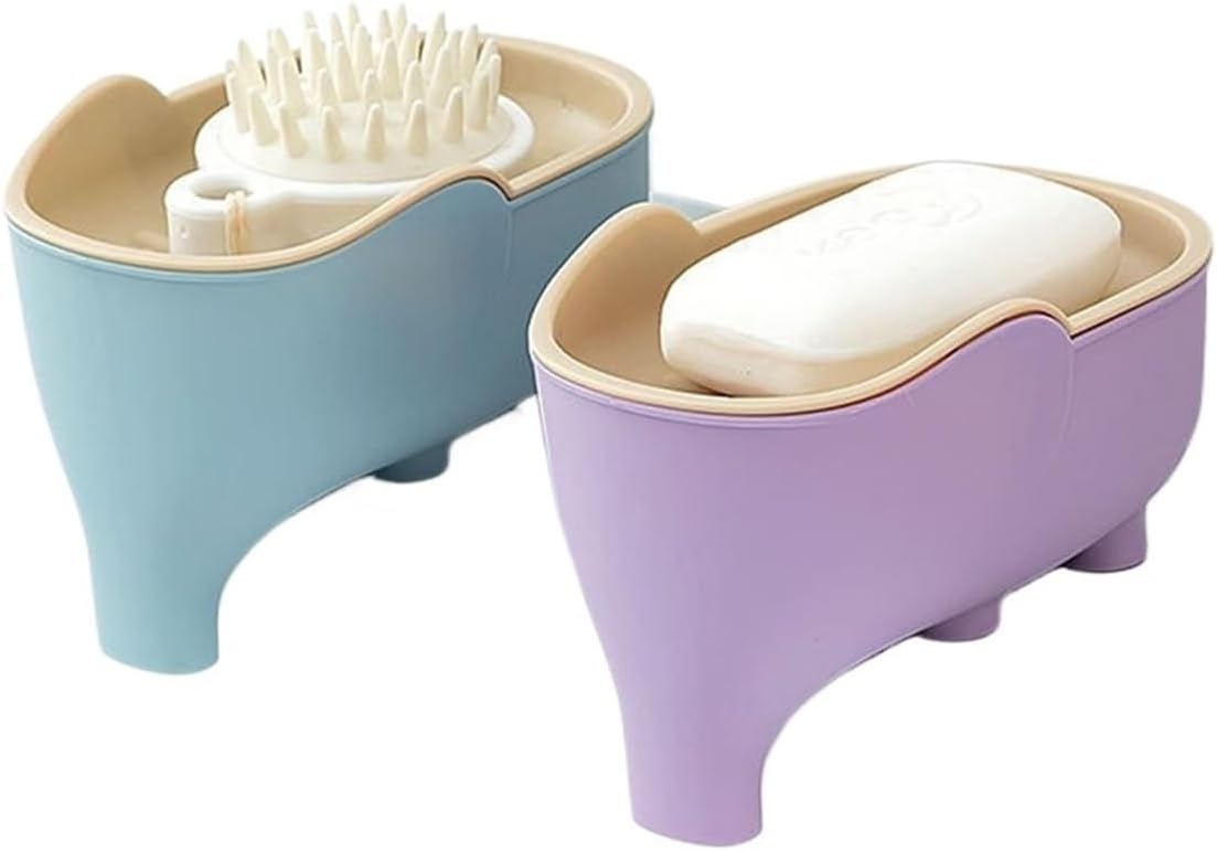 Cute Elephant Soap Dish with Double Layer Drainage 1