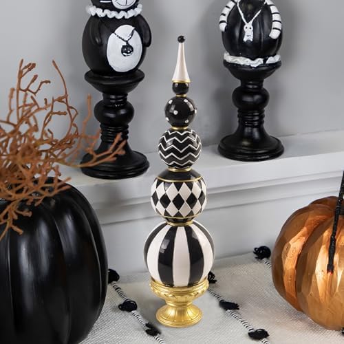 Bechivie Black and White Checkered Resin Sphere Decor Sculpture