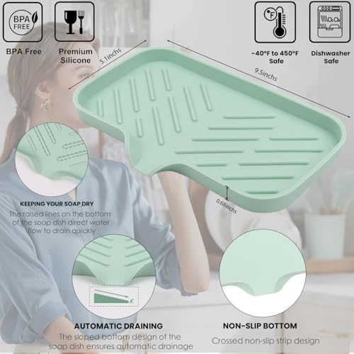 YASMEN Silicone Soap Dish with Drain - Green