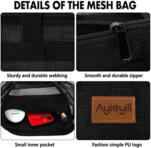 Ayieyill Portable Shower Caddy with Zipper - Black