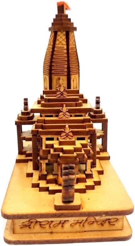 Handcrafted Wooden Ram Mandir Showpiece for Home Dcor 1