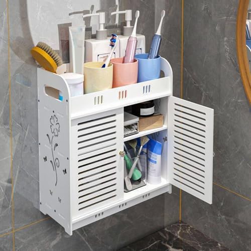 Wicoanox Bathroom Wall Cabinet with 2 Doors White