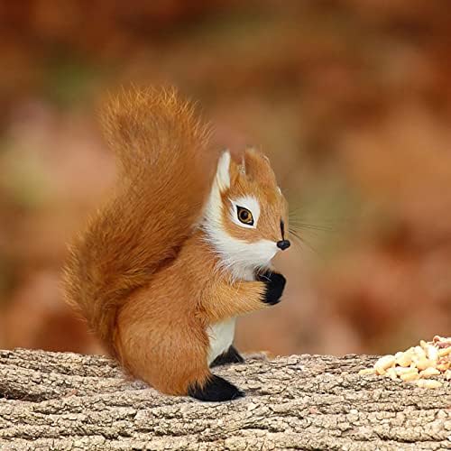 Cute Desk Statue - Plush Squirrel Home Decor Figurine