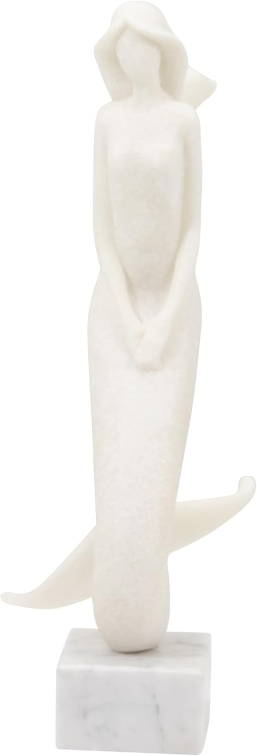 White Marble Mermaid Statue 14 Inch Home Decor 1
