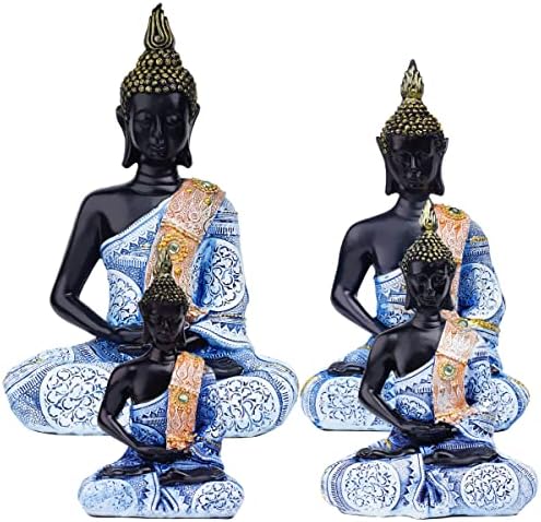 Polystone Buddha Meditating Statue Blue