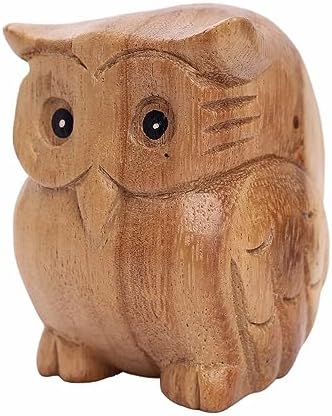 Thai Wooden Hand Carved Owl Statue Sculpture Art Decor 1