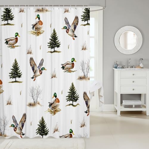 Erosebridal Mallard Duck Hunter Shower Curtain Set