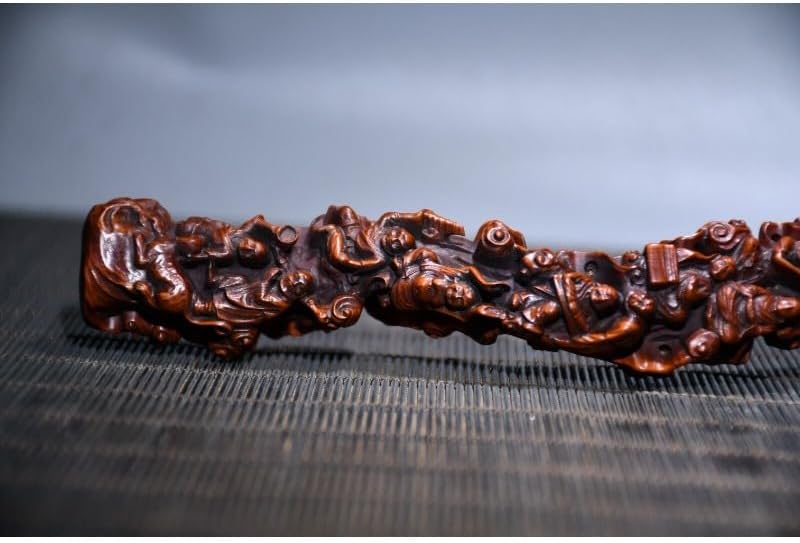 Handcrafted Boxwood Buddha Grain Ruyi Statue