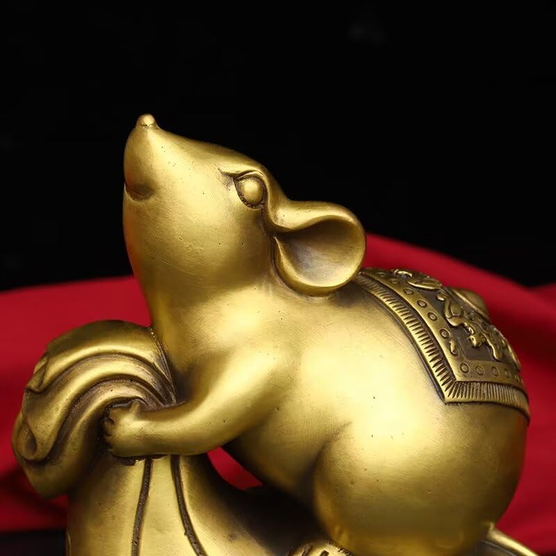 Brass Zodiac Rat Feng Shui Statue Home Decor