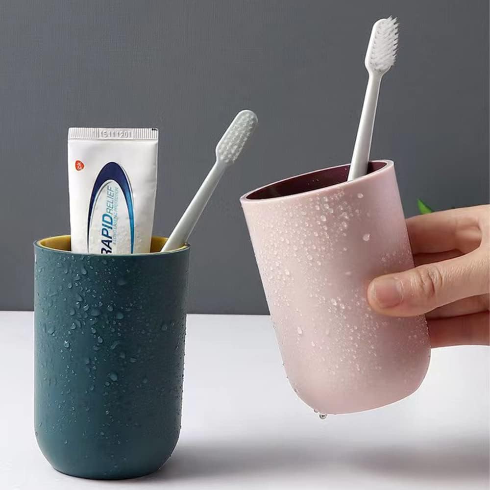 RabyLeo Unbreakable Reusable Cups Set of 2 Light Pink Navy Blue