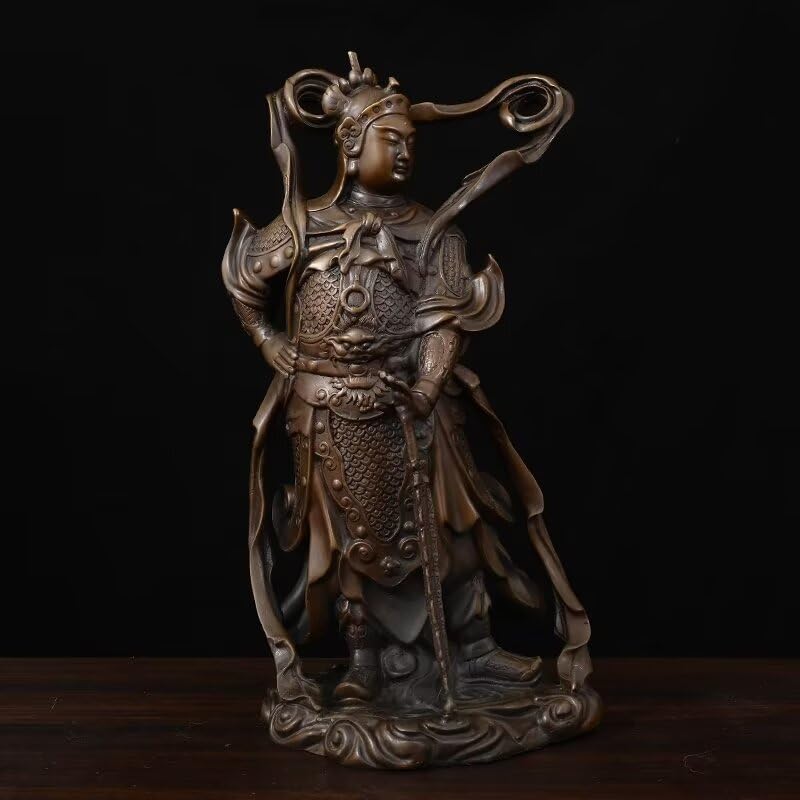Guan Yu Brass Statue with Dragon Pattern 79 x 75 x 161 Inch