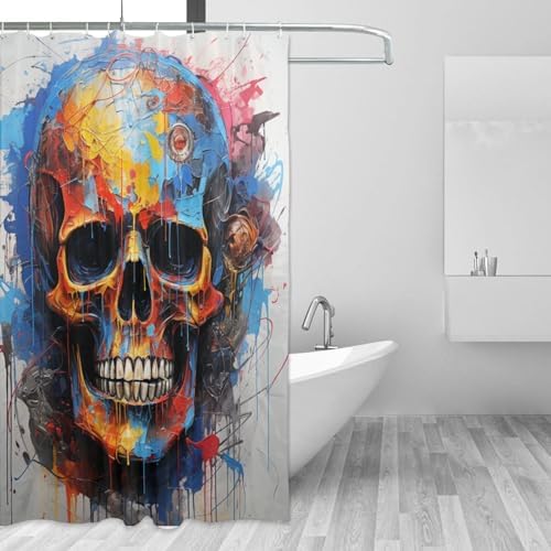 Mysterious Skull Art Shower Curtain Set with 12 Hooks