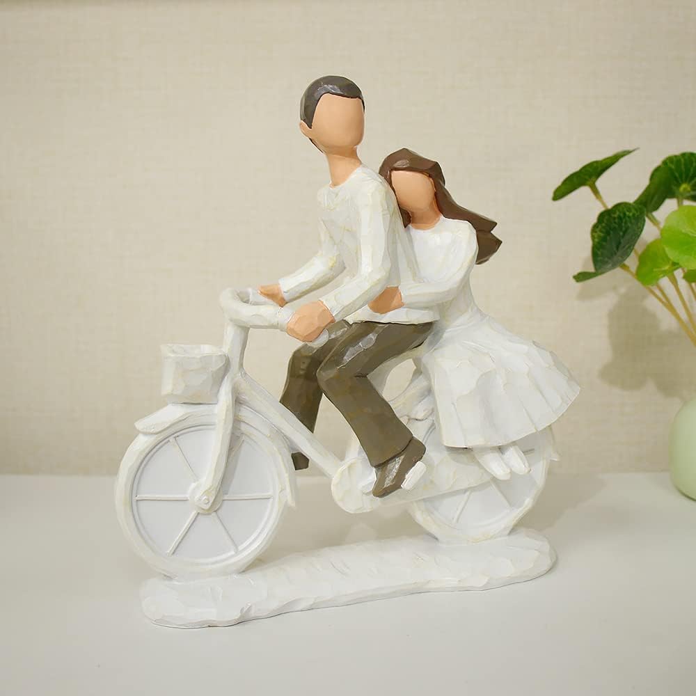 Hand Painted Couple Bicycle Sculpture Romantic Wedding Gift
