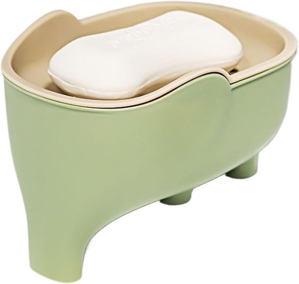 Cute Elephant Soap Dish with Double Layer Drainage 1