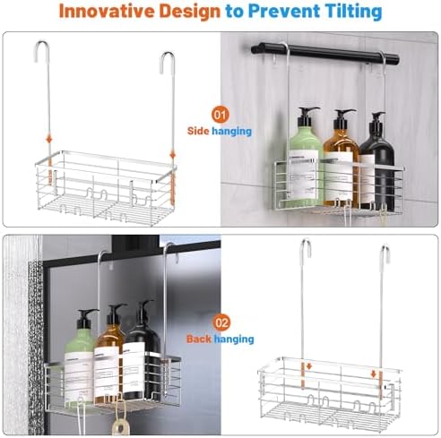 YUOROS 304 Stainless Steel Shower Caddy Over Door Organizer