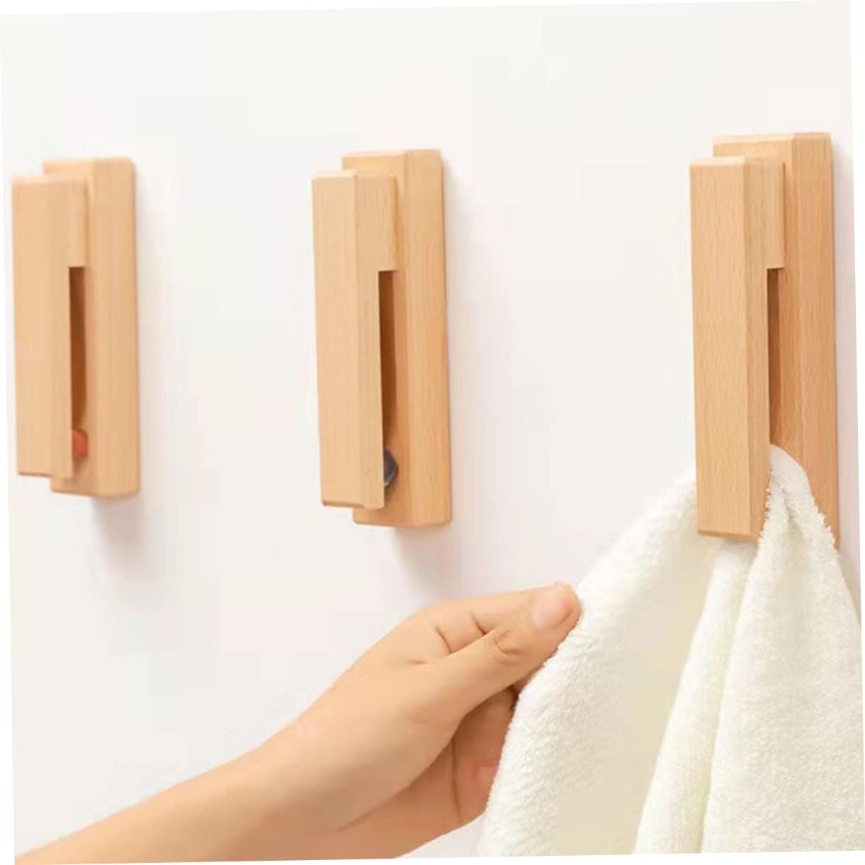 Unomor Rustic Wood Towel Hook for Bathroom and Kitchen