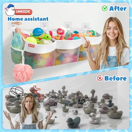 UNEEDE 495 Gallon 3 Compartment Bath Toy Storage Organizer