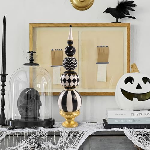 Bechivie Black and White Checkered Resin Sphere Decor Sculpture