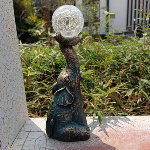 Solar Angel and Elephant Garden Statues - Outdoor Decor