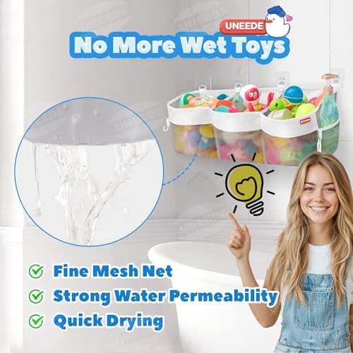 UNEEDE 495 Gallon 3 Compartment Bath Toy Storage Organizer