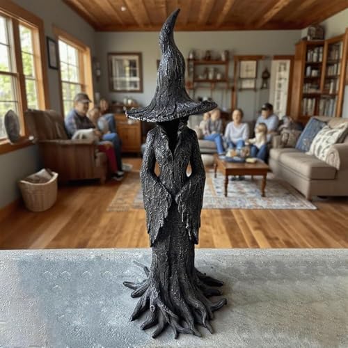 Gothic Halloween Witch Statue - 787in Black Resin Decor